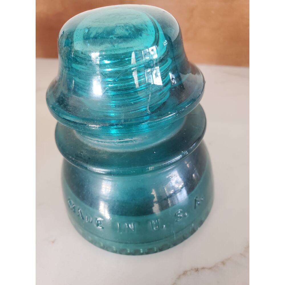 Aqua (Blue/Green)  Hemingray 42 Electrical Glass Insulator - Made in USA